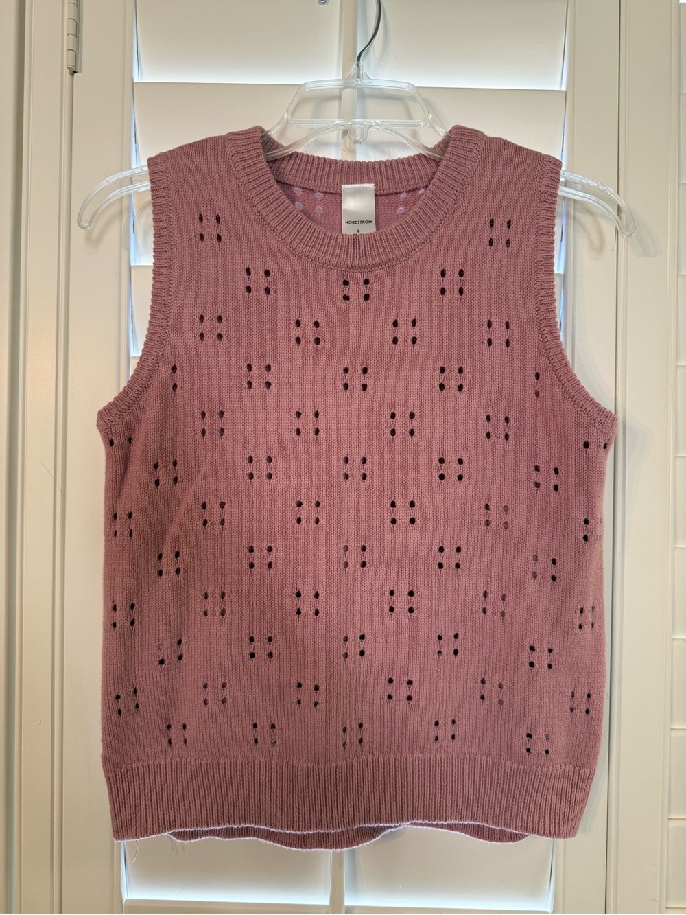 Nordstrom Dusty Rose Eyelet Knit Sleeveless Vest